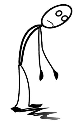 stick figure with weary demeanor